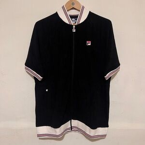 RARE FILA Terry Cloth Set Short Sleeve Zip Up Shirt With Shorts Brand New Large